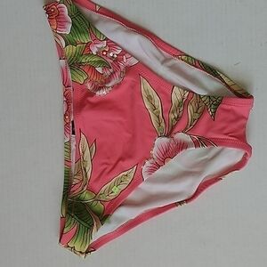 Endless Sun Pink Floral Bikini Bottom Swimsuit sz L